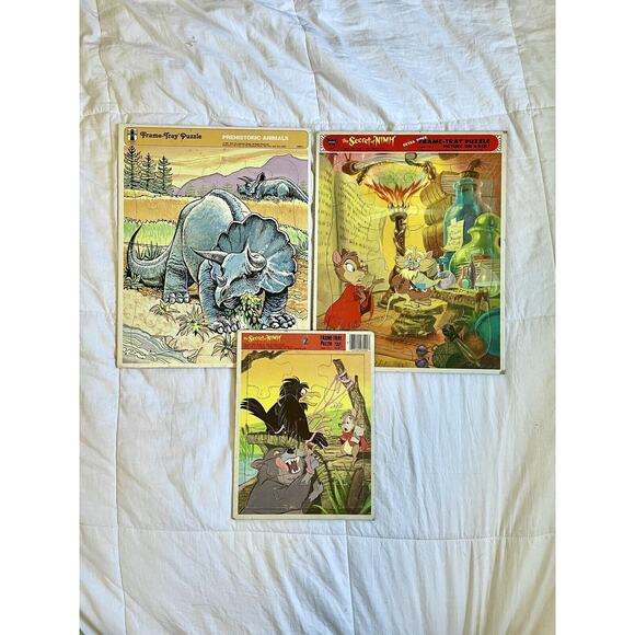 3 Whitman Puzzle Bundle - Secret Of Nimh & Dinos. Used, Complete, Vintage. 1982. - Picture 1 of 12